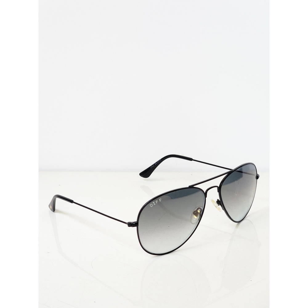 DIFF Eyewear Cruz Aviator Sunglasses Black Metal Grey Gradient Lens BK-GG06